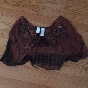 Black & brown Tie due Beaded shall, silk